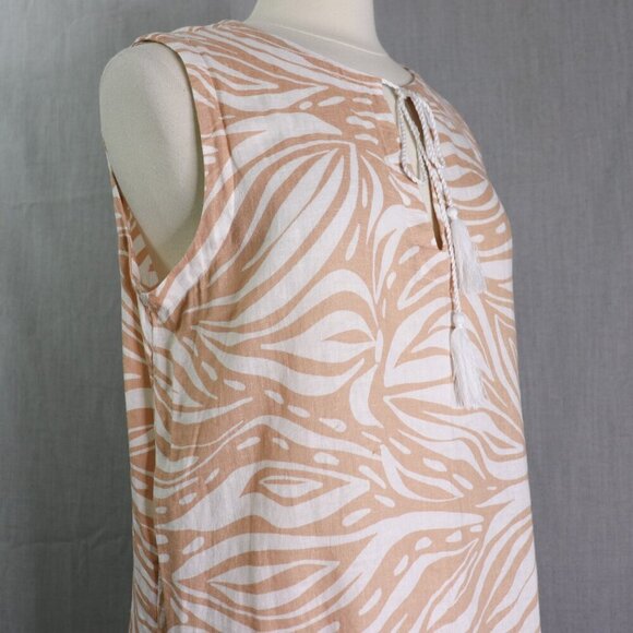 Rachel Zoe Linen Blend Tunic Dress Cover-Up Size M Beige White Tassel Hem Beach - Picture 3 of 14
